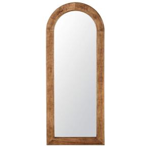 Espejo grande arqueado de madera de mango tallada 65x160 cm