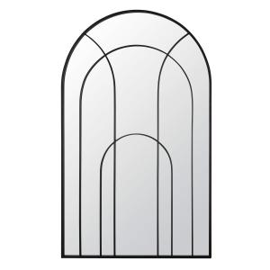 Espejo grande en forma de arco de metal negro 110x180 cm