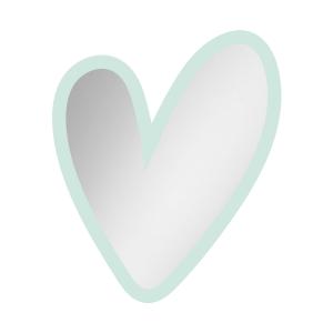 Espejo infantil corazón de acrílico menta 35x29,5 cm