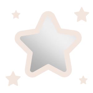 Espejo infantil estrella de acrílico marfil 29,5x29,2 cm