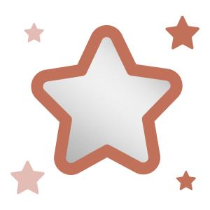 Espejo infantil estrella de acrílico terracota 29,5x29,2 cm