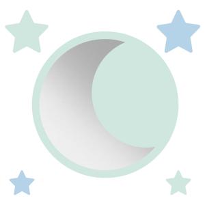 Espejo infantil luna de acrílico menta 29,5x29,5 cm