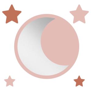 Espejo infantil luna de acrílico rosa 29,5x29,5 cm
