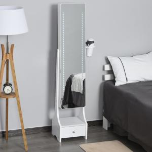 Espejo joyero de pie 37x30x158 cm blanco