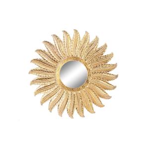 Espejo mango cristal 90x3x90 plumas decape dorado