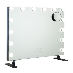 Espejo maquillaje luz 14 led metal 58x51x15cm negro