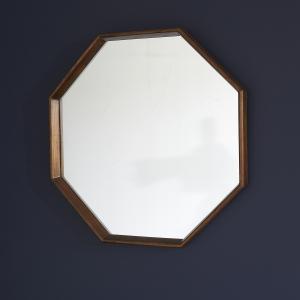 Espejo octogonal de madera de mindi maciza 60 cm