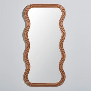 Espejo ondulado grande de madera de paulonia, 80x160 cm