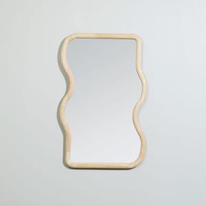 Espejo orgánico de madera de hevea, 39x59 cm
