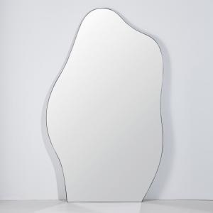 Espejo orgánico grande de acero negro, 121x200 cm