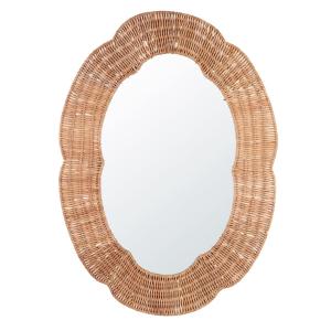 Espejo ovalado de ratán trenzado 50x70 cm