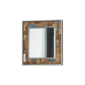 Espejo para cuarto de baño teca metal 70 x 70
