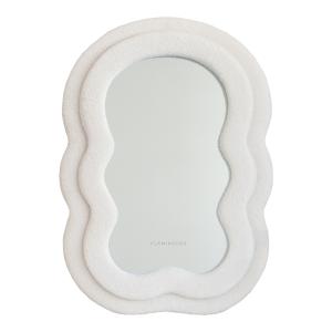 Espejo pared ondulado tejido rizo 70x50x4cm beige