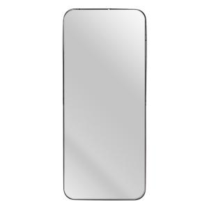 Espejo rectangular con estante negro de metal y cristal de…
