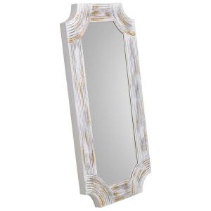Espejo rectangular de madera con relieve gris