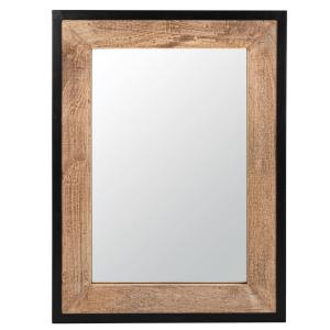 Espejo rectangular de madera de mango y metal negro 60x80 cm