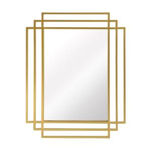 Espejo rectangular de metal dorado 101 x 76 cm
