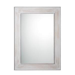 Espejo rectangular en madera y espejo, blanco, 84x2,5x114 cm