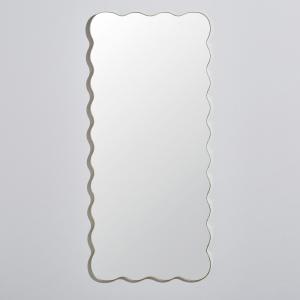 Espejo rectangular grande ondulado de acero dorado, 70x160…