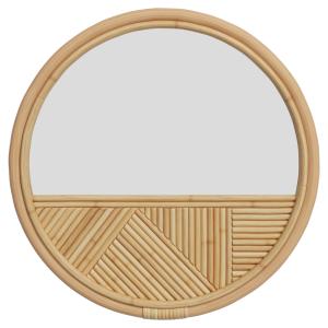 Espejo redondo con marco de madera d40 cm