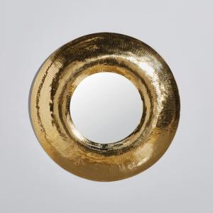 Espejo redondo de acero dorado Ø90 cm