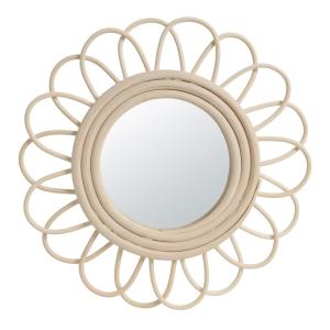Espejo redondo de flores de ratán D26 cm