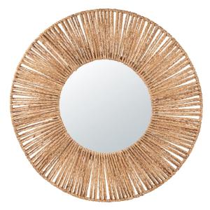 Espejo redondo de junco de mar trenzado D. 60 cm