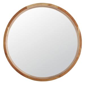 Espejo redondo de madera de acacia marrón D. 99