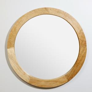 Espejo redondo de madera de mango, D. 81 cm