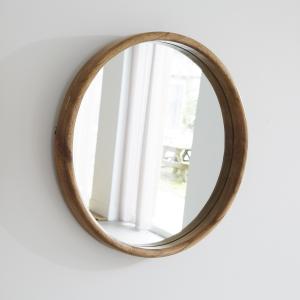 Espejo redondo de madera de mindi maciza 50 cm