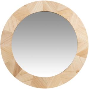 Espejo redondo de madera de paulonia beige D. 60