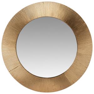 Espejo redondo de metal dorado estriado D.66