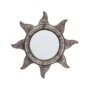 Espejo redondo de metal marrón