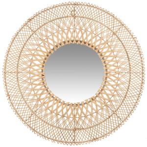 Espejo redondo de ratán trenzado, D. 80 cm