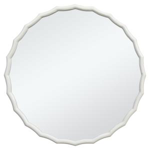 Espejo redondo decorativo ondulado de madera blanca h76