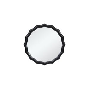 Espejo redondo decorativo ondulado de madera negra h38