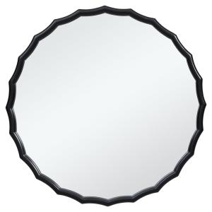 Espejo redondo decorativo ondulado de madera negra h76