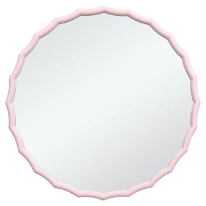Espejo redondo decorativo ondulado de madera rosa h76