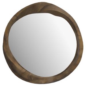 Espejo redondo en madera de suar ondulada d53 cm