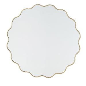 Espejo redondo ondulado dorado, D. 110 cm