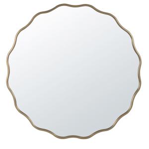 Espejo redondo ondulado en aluminio dorado, D. 60 cm