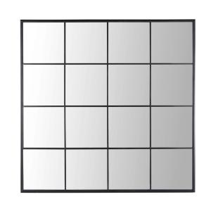 Espejo ventana cuadrado de aluminio negro, 122x122 cm