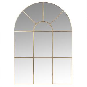 Espejo ventana de arco en acero dorado, 50x70 cm