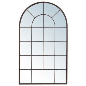 Espejo ventana de arco en acero efecto envejecido, 65x110 cm
