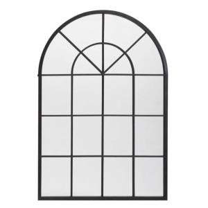 Espejo ventana de arco en aluminio negro, 92x135 cm