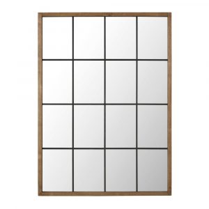 Espejo ventana de pino y metal con efecto envejecido 121x165