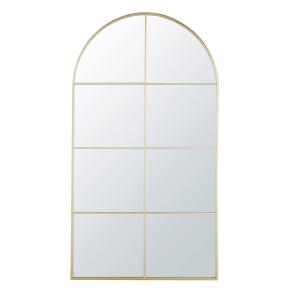 Espejo ventana grande en arco de metal dorado 90 x 165