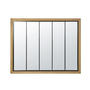 Espejo ventanal rectangular de pino y aluminio negro, 120x9…