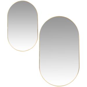 Espejos ovalados de metal dorado (x2) 20 x 35