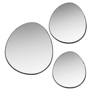 Espejos ovalados de metal negro (x3) 43x39
